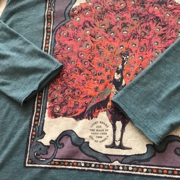 LUCKY BRAND Peacock Long Sleeve Graphic Tee Sm - Picture 5 of 8
